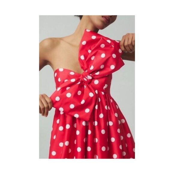 NWOT Atsu Sally Bow Midi Dress | Red Polka Dot | Size L - Picture 3 of 9